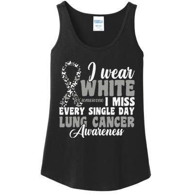 I Wear White Lung Cancer Awareness Ladies Essential Tank