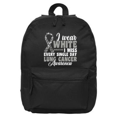 I Wear White Lung Cancer Awareness 16 in Basic Backpack