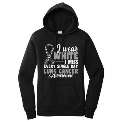 I Wear White Lung Cancer Awareness Women's Pullover Hoodie