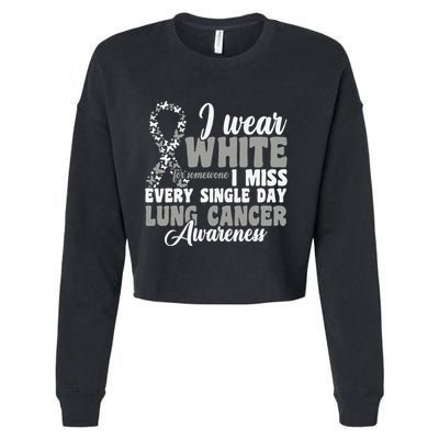 I Wear White Lung Cancer Awareness Cropped Pullover Crew