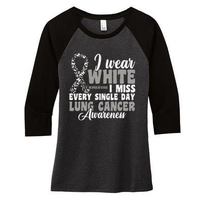 I Wear White Lung Cancer Awareness Women's Tri-Blend 3/4-Sleeve Raglan Shirt