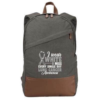 I Wear White Lung Cancer Awareness Cotton Canvas Backpack