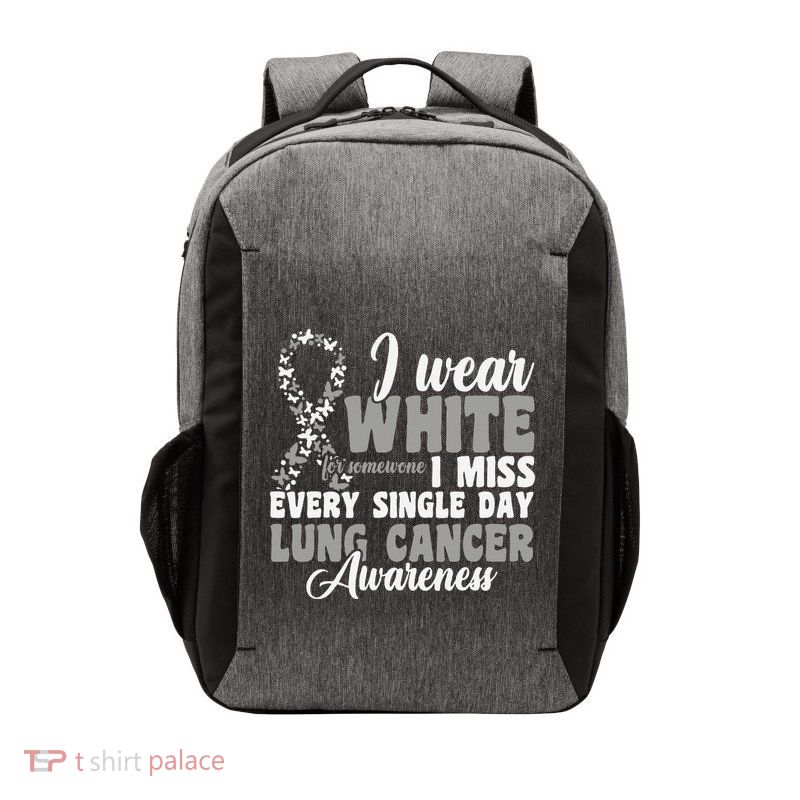I Wear White Lung Cancer Awareness Vector Backpack