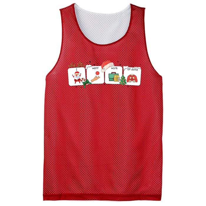 I Want Work All Done Funny Christmas Holiday Mesh Reversible Basketball Jersey Tank