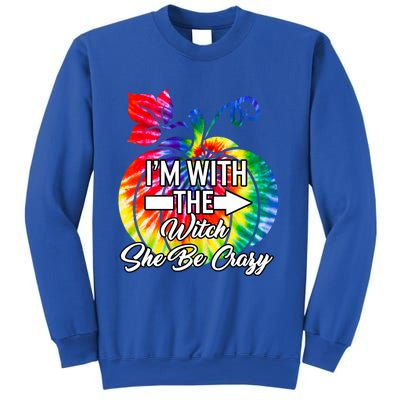 Im With Witch She Be Crazy Couple Matching Halloween Costum Gift Sweatshirt