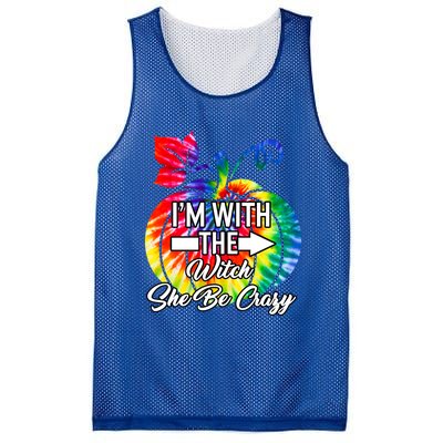 Im With Witch She Be Crazy Couple Matching Halloween Costum Gift Mesh Reversible Basketball Jersey Tank