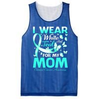 I Wear White And Teal For My Mom Cervical Cancer Gift Mesh Reversible Basketball Jersey Tank