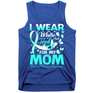 I Wear White And Teal For My Mom Cervical Cancer Gift Tank Top