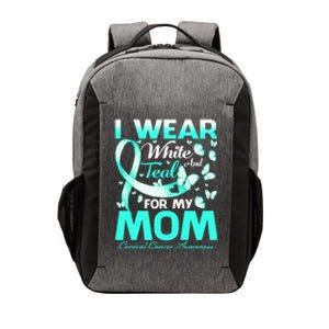 I Wear White And Teal For My Mom Cervical Cancer Gift Vector Backpack