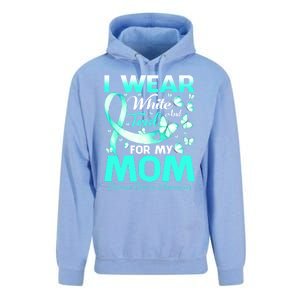 I Wear White And Teal For My Mom Cervical Cancer Gift Unisex Surf Hoodie