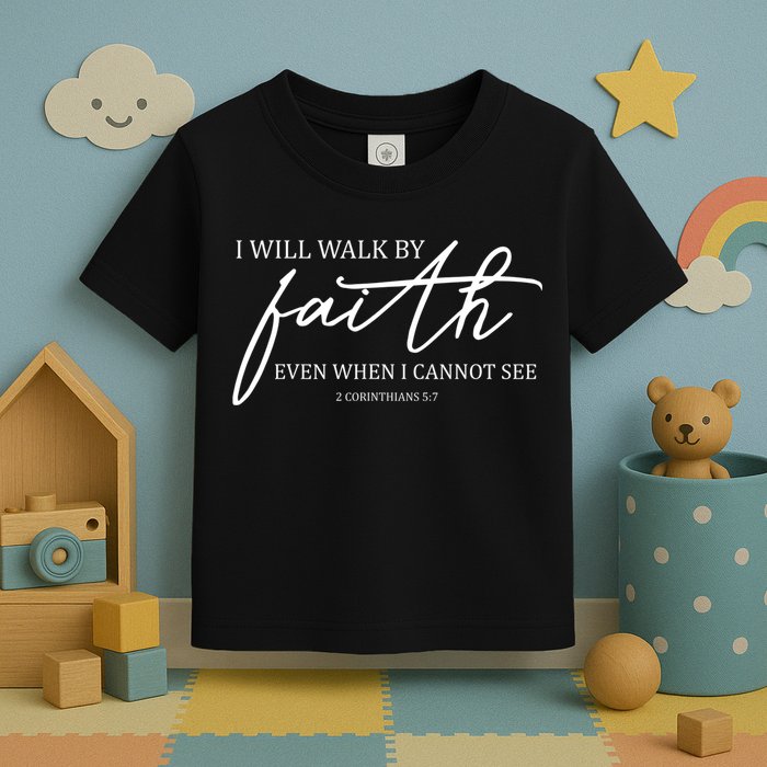 I Will Walk By Faith Even When I Cannot See Faith Christian Toddler T-Shirt