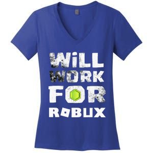 I Will Work For Robux Saying For The Blockchain And Token Women's V-Neck T-Shirt