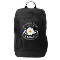 I Wear White For My Sister Lung Cancer Awareness Flower City Backpack