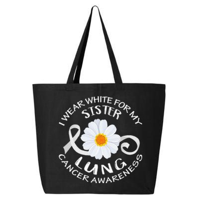 I Wear White For My Sister Lung Cancer Awareness Flower 25L Jumbo Tote