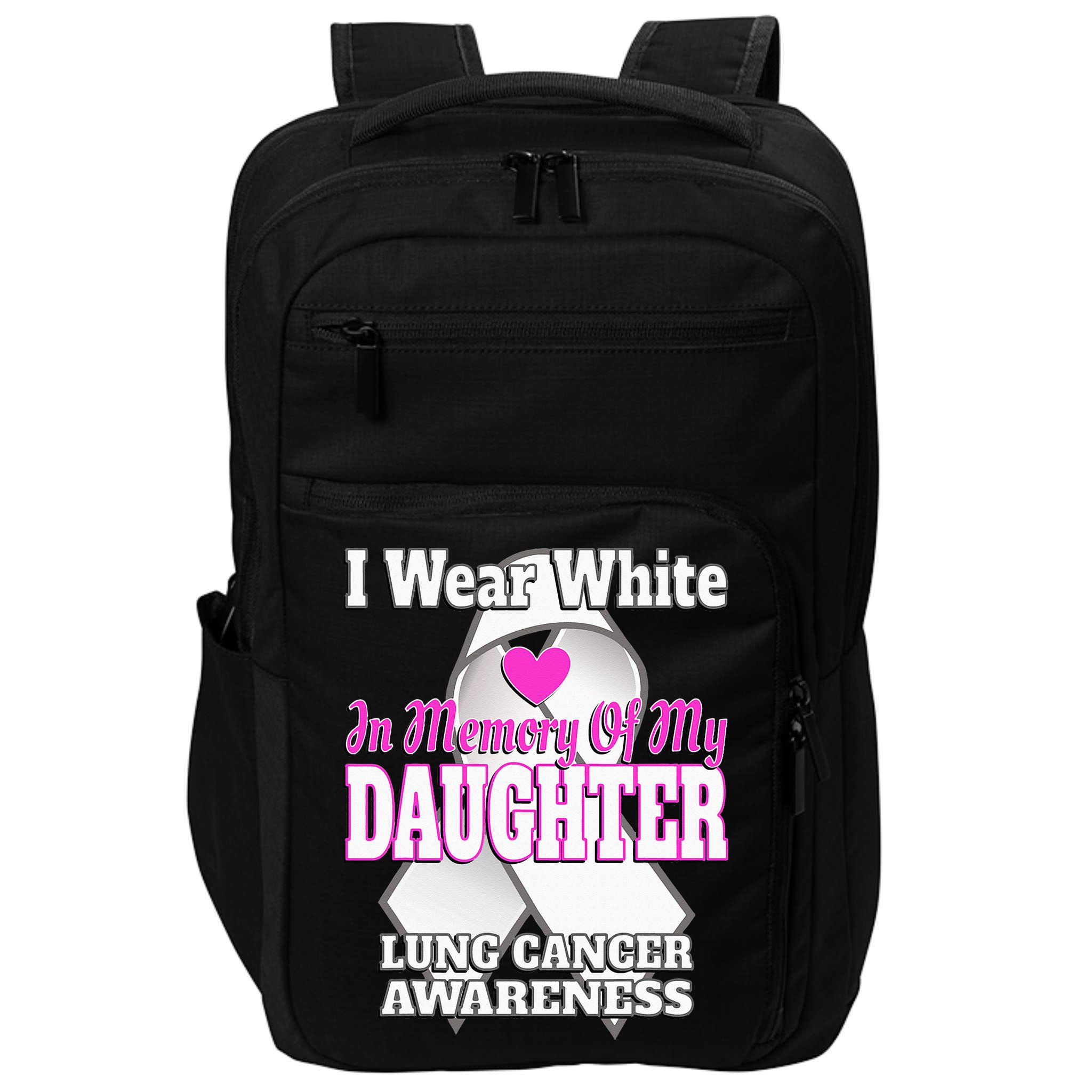 I Wear White In Memory Of My Daughter Lung Cancer Awareness Impact Tech Backpack
