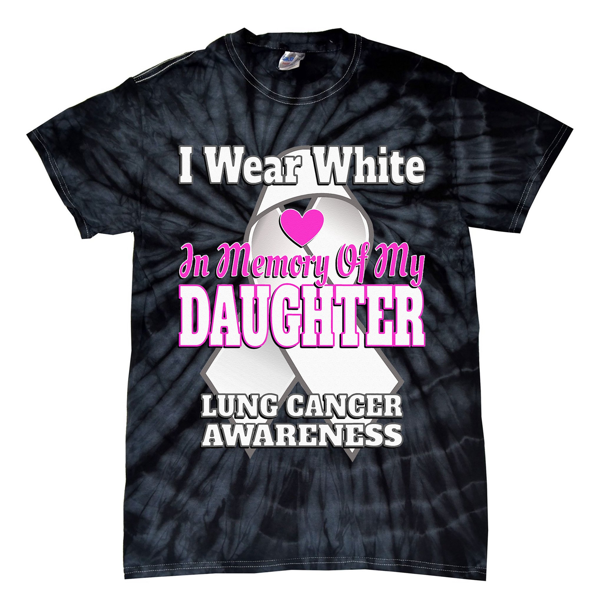 I Wear White In Memory Of My Daughter Lung Cancer Awareness Tie-Dye T-Shirt