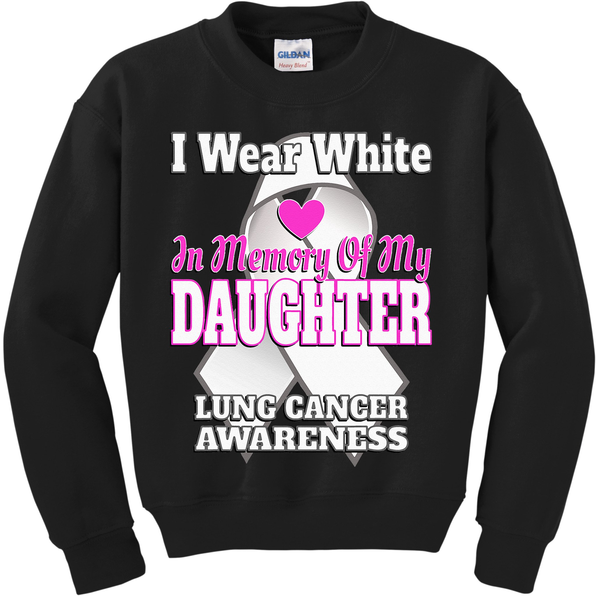 I Wear White In Memory Of My Daughter Lung Cancer Awareness Kids Sweatshirt