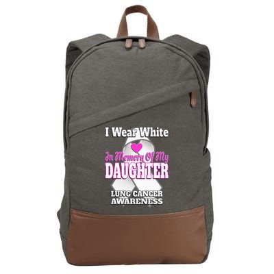 I Wear White In Memory Of My Daughter Lung Cancer Awareness Cotton Canvas Backpack