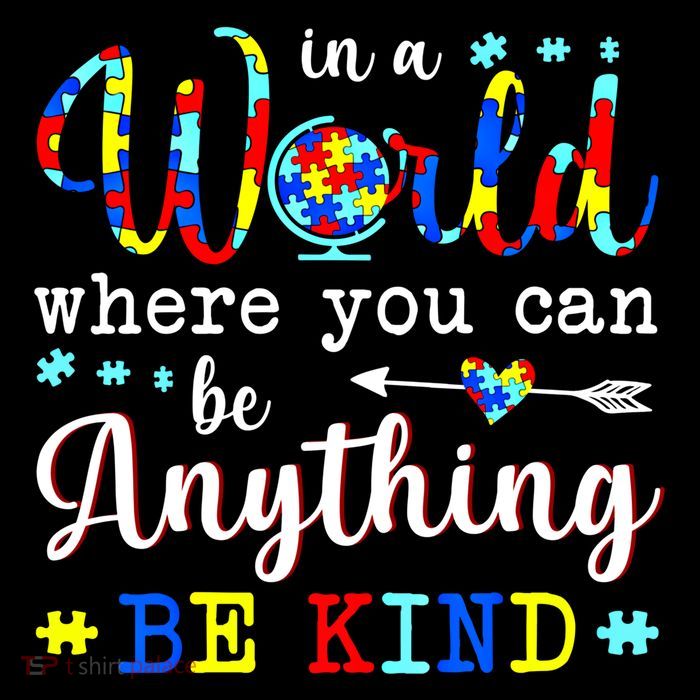 In World Where You Can Be Anything Be Kind Autism Awareness Gift Drawstring Bag