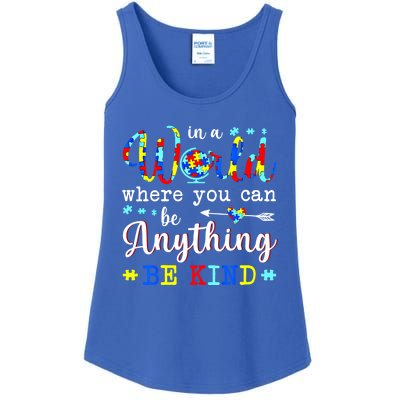 In World Where You Can Be Anything Be Kind Autism Awareness Gift Ladies Essential Tank