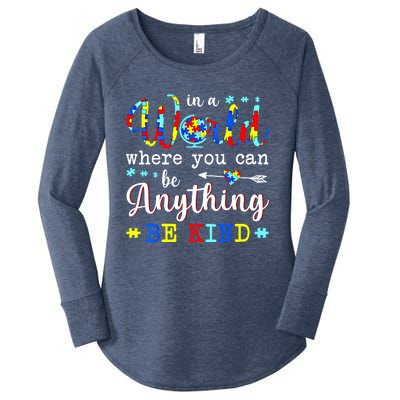 In World Where You Can Be Anything Be Kind Autism Awareness Gift Women's Perfect Tri Tunic Long Sleeve Shirt