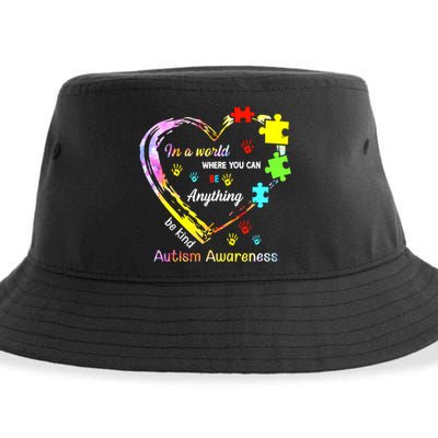 In World Where You Can Be Anything Be Kind Autism Awareness Great Gift Sustainable Bucket Hat