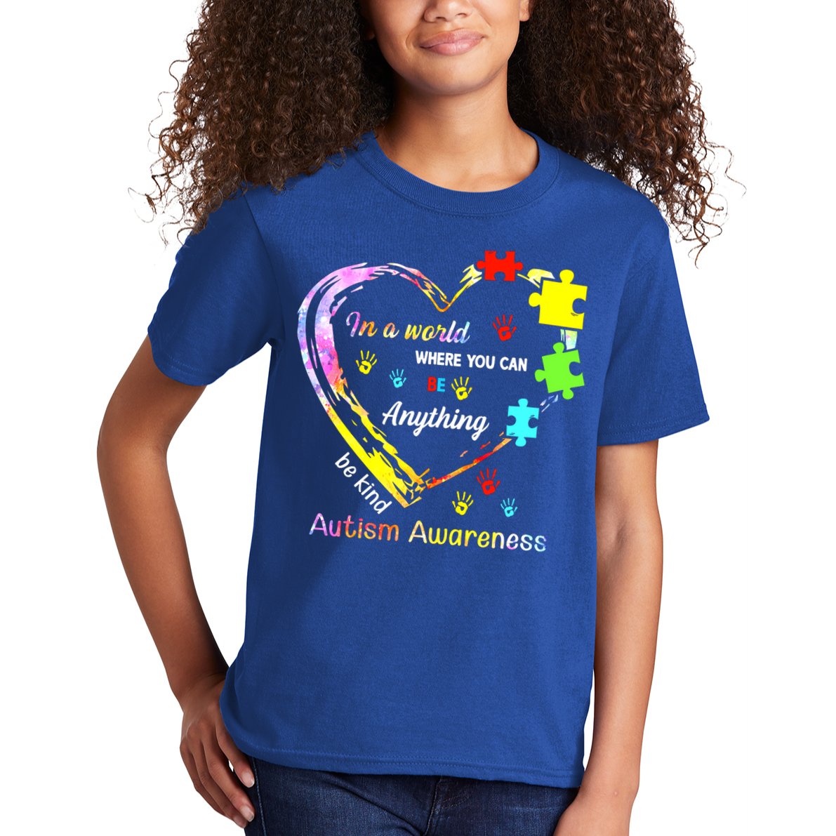 In World Where You Can Be Anything Be Kind Autism Awareness Great Gift Kids T-Shirt