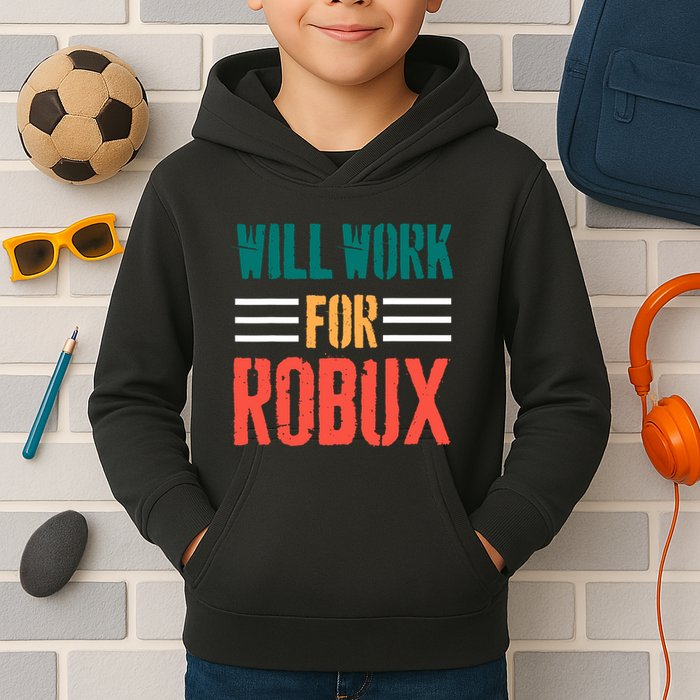 I Will Work For Robux Saying For The Blockchain And Token Kids Hoodie