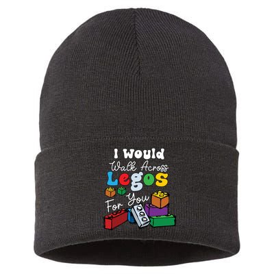 I Would Walk On Block Building For You Mom Life Funny Lover Sustainable Knit Beanie