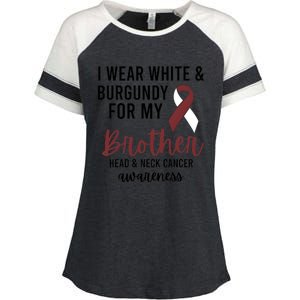 I Wear White & Burgundy For My Brother Head And Neck Cancer Enza Ladies Jersey Colorblock Tee