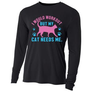 I Would Workout But My Cat Needs Me Cooling Performance Long Sleeve Crew