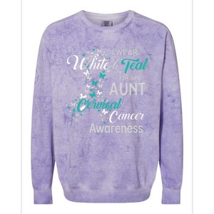 I wear White and Teal for my Aunt Cervical Cancer Colorblast Crewneck Sweatshirt