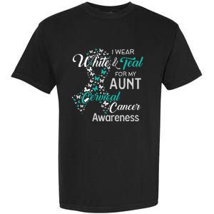 I wear White and Teal for my Aunt Cervical Cancer Garment-Dyed Heavyweight T-Shirt