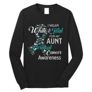 I wear White and Teal for my Aunt Cervical Cancer Long Sleeve Shirt