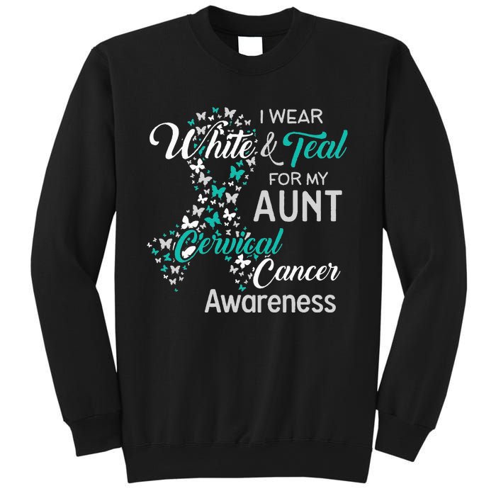 I wear White and Teal for my Aunt Cervical Cancer Sweatshirt