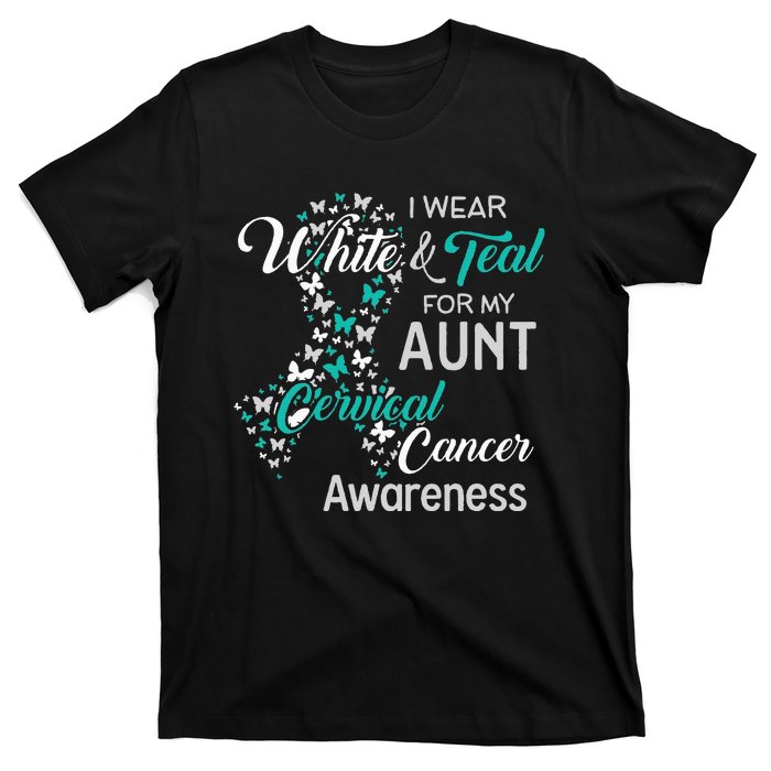 I wear White and Teal for my Aunt Cervical Cancer T-Shirt