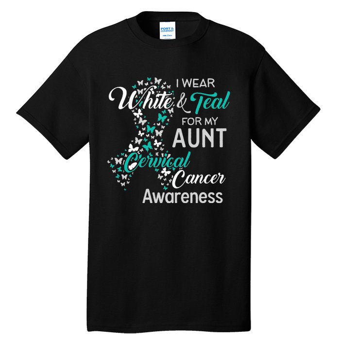 I wear White and Teal for my Aunt Cervical Cancer Tall T-Shirt