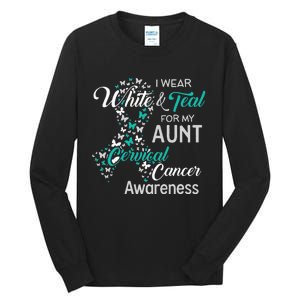 I wear White and Teal for my Aunt Cervical Cancer Tall Long Sleeve T-Shirt