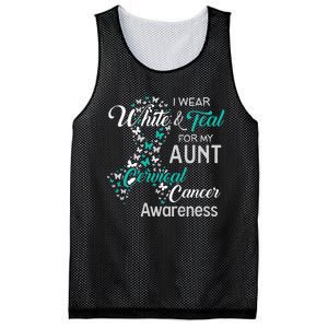 I wear White and Teal for my Aunt Cervical Cancer Mesh Reversible Basketball Jersey Tank