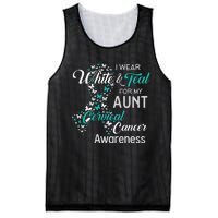 I wear White and Teal for my Aunt Cervical Cancer Mesh Reversible Basketball Jersey Tank