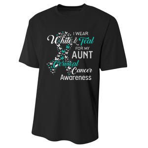 I wear White and Teal for my Aunt Cervical Cancer Performance Sprint T-Shirt