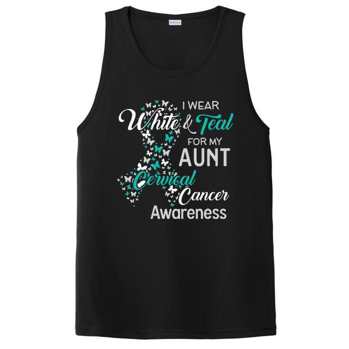 I wear White and Teal for my Aunt Cervical Cancer PosiCharge Competitor Tank