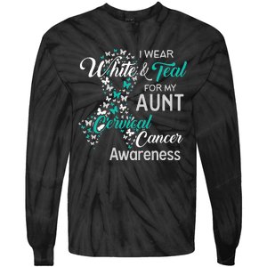 I wear White and Teal for my Aunt Cervical Cancer Tie-Dye Long Sleeve Shirt