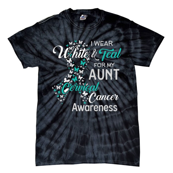 I wear White and Teal for my Aunt Cervical Cancer Tie-Dye T-Shirt