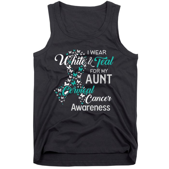 I wear White and Teal for my Aunt Cervical Cancer Tank Top