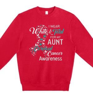 I wear White and Teal for my Aunt Cervical Cancer Premium Crewneck Sweatshirt