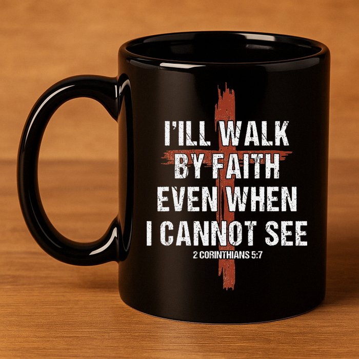 I Will Walk By Faith Even When I Cannot See Christian Jesus 11oz C Handle Ceramic Mug