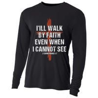 I Will Walk By Faith Even When I Cannot See Christian Jesus Cooling Performance Long Sleeve Crew