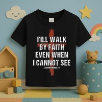 I Will Walk By Faith Even When I Cannot See Christian Jesus Toddler T-Shirt