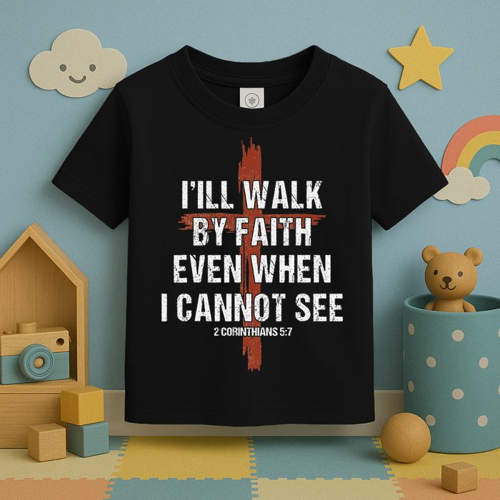 I Will Walk By Faith Even When I Cannot See Christian Jesus Toddler T-Shirt